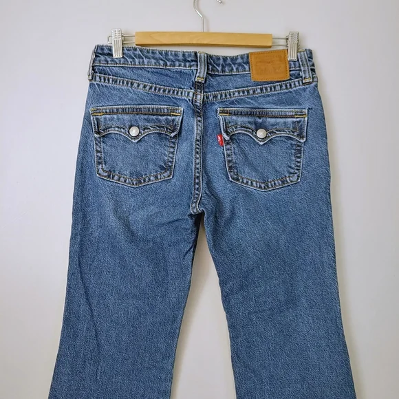 Levi's Noughties Bootcut Low Rise Jeans Size 29 Blue Wash Pocket Y2k 28 - Picture 13 of 16